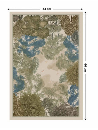 The Forest Nest vintage botanical tree canopy landscape wall art print featuring a vertical layout, size 44cm x 66cm.