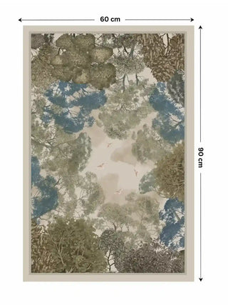 Full pattern layout of The Forest Nest wall art featuring a treetop canopy and birds in flight, sized 60 by 90 centimeters