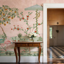 Gulbiya, Pink Chinoiserie Wallpaper, Sukoon Collection, Customised