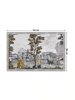 French Life wall art print featuring a vintage European landscape and figures, size 44cm x 66cm.