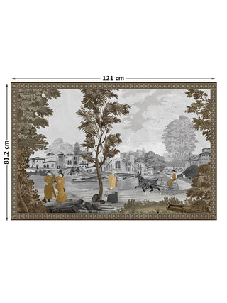 The French Life wall art, landscape orientation, 81.2 x 121 cm, showing full scene and border with size markers.
