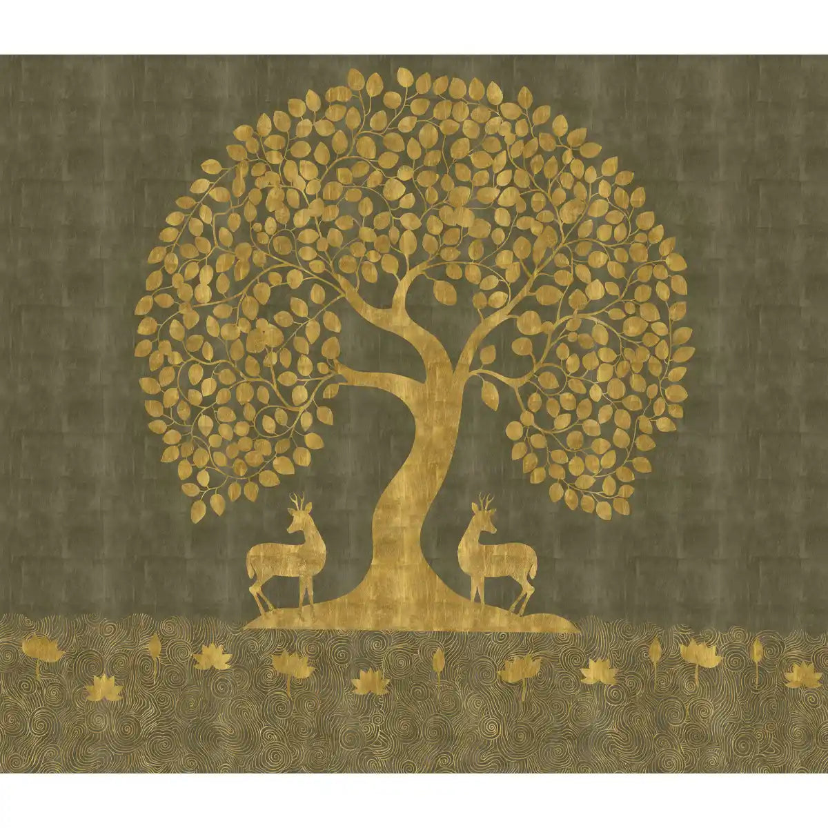 Tree of Life Wallpaper in style of Pichwai Art Form Customised for Rooms Green