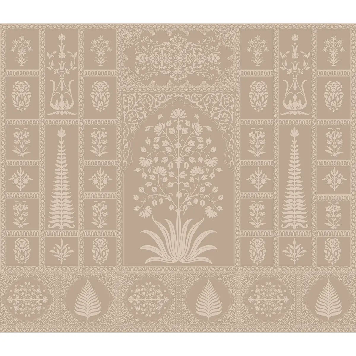 Gul Indian Mughal Art beige Wallpaper by Lifencolor