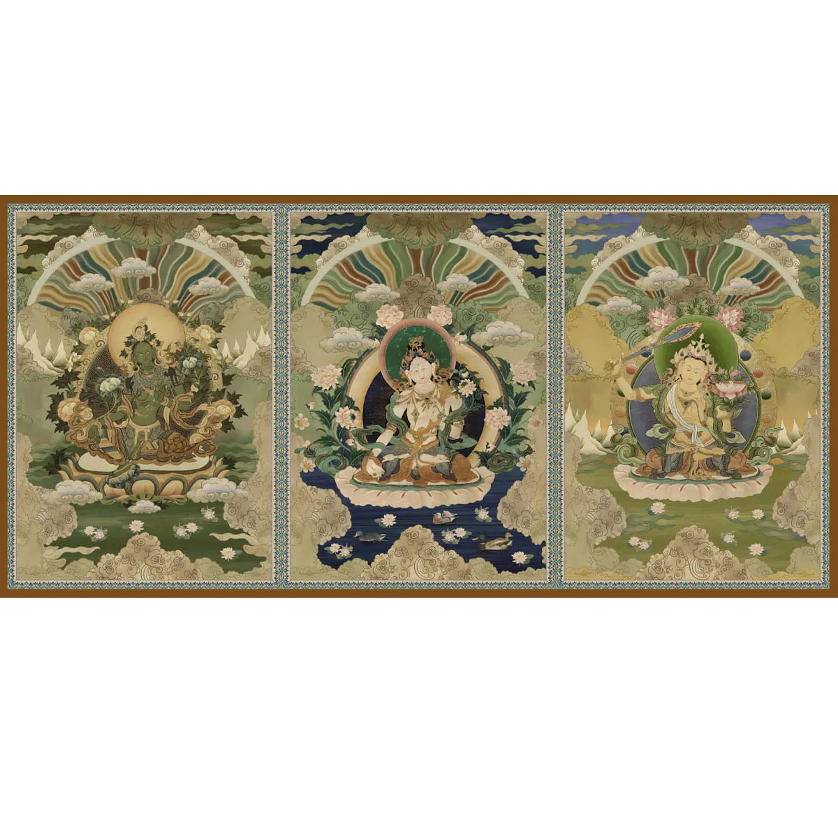 Tara Buddha wallpaper design Green and yellow Buy Now 