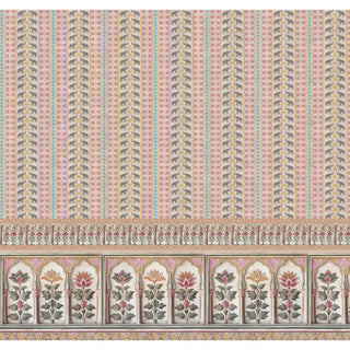 Buy Kala Heritage Elegance: Intricate Indian Temple Art Wallpaper in Pink and Yellow