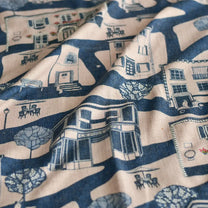 A French Town Indigo Blue Sofa and Chairs Upholstery Fabric