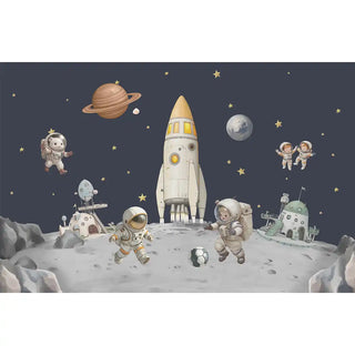 Full view of Galaxy of Dreams wallpaper with rockets and planets