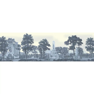 The full panoramic layout of the Garden Charm mural showcasing the fountains, statues, and classical arches.
