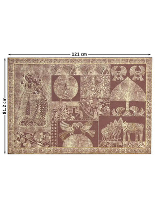 Full horizontal design layout of Geet Madhubani showing royal elephants and trees, dimensions 121 cm by 81.2 cm.