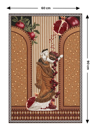 Full pattern view of the Gilded Mythos embroidered wall art in Terracotta & Pomegranate, shown at the 90 cm by 60 cm size.