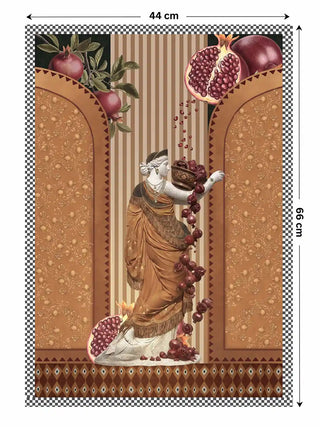 Full pattern layout of the Gilded Mythos wall art in amber ochre, shown in the 44 x 66 cm size for a compact wall.