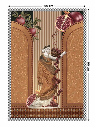 Full design of the Gilded Mythos wall art in amber ochre, shown in the 60 x 90 cm size for a living room or study wall.