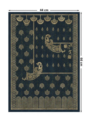 Golden Crest brocade wall art in midnight blue and gold shown at 44 x 66 cm with dimension markings for size reference.