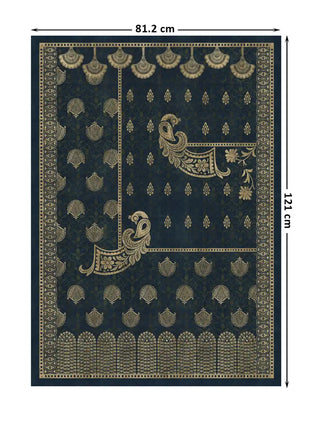 Golden Crest banarasi-inspired wall art in midnight blue and gold shown at 81.2 x 121 cm with dimension markings for size reference.