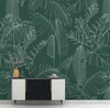 Tropical Room Wallpaper, Green Background