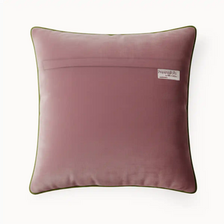 Back view of Velvet Gulabi bagh Cushion Cover with ntricate quilted pattern with, floral-inspired motifs