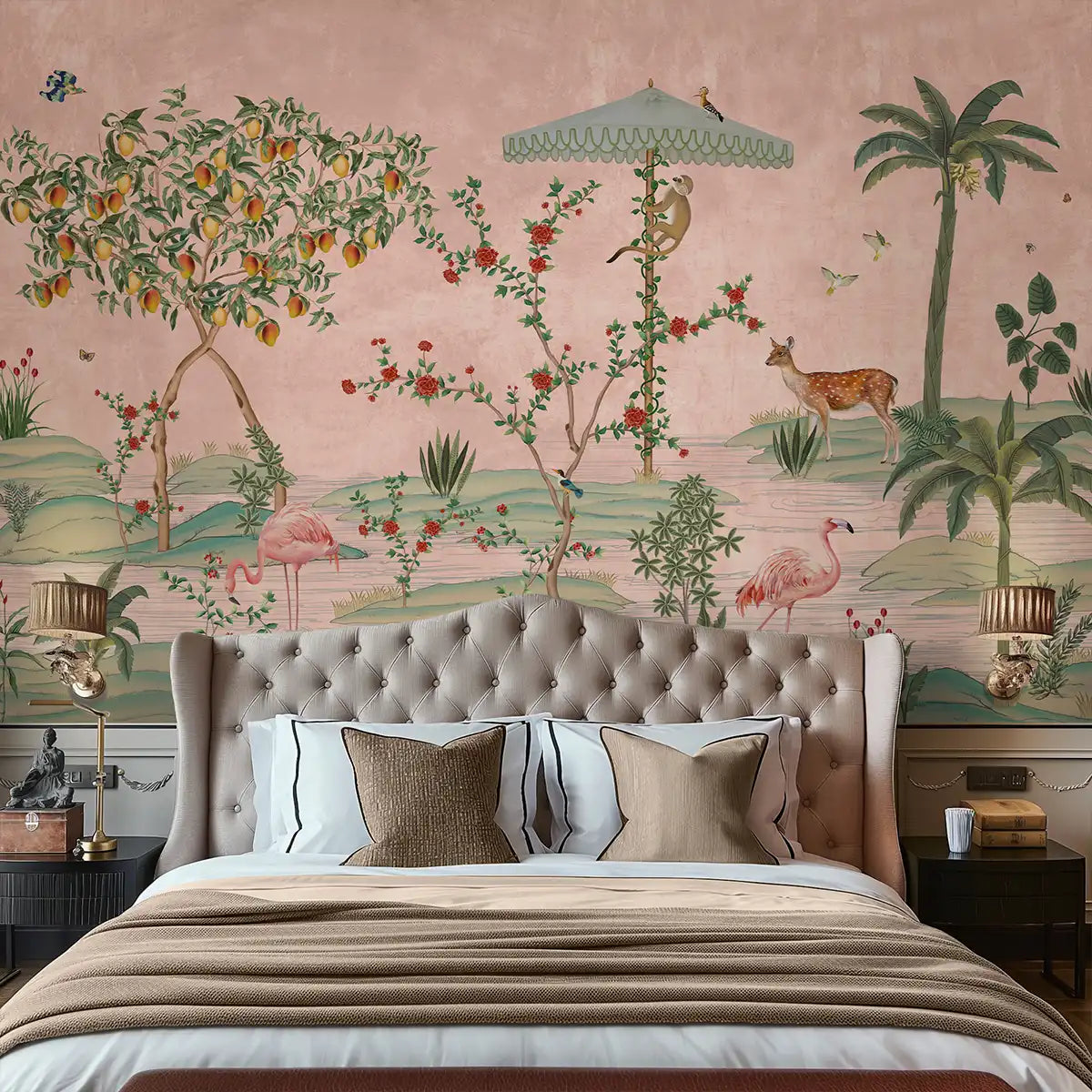 Gulbiya, Pink Chinoiserie Wallpaper, Sukoon Collection, Customised