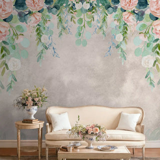 Watercolour Hanging Floral Wallpaper, Pink | Life n Colors