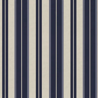Close-up of Heritage Navy & Cream Stripe Wallpaper Roll showing alternating navy and cream stripes, adding contrast and a classic visual balance.