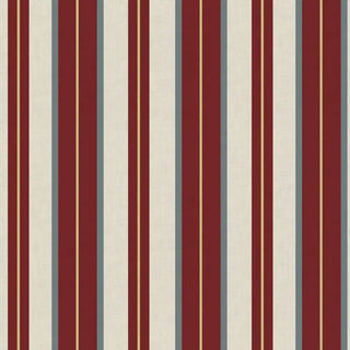 Close-up view of Heritage Red & Cream Stripe Wallpaper featuring bold vertical stripes in red, cream, and grey.