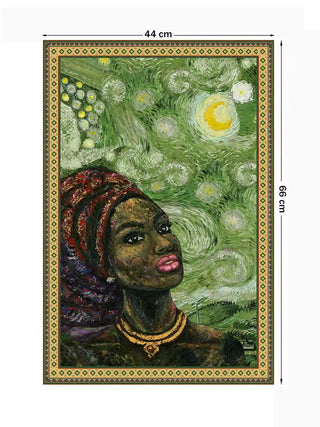 Front product view of Hey Olive Fusion Art wall art poster with 44 cm by 66 cm dimension markers.