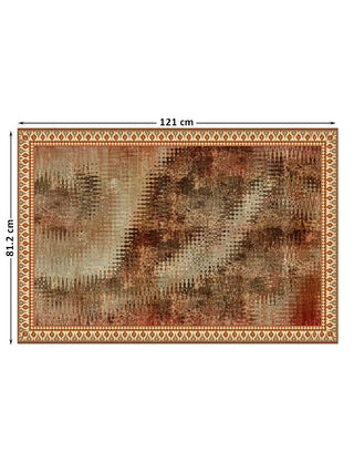 Front product view of Ikat Fusion Industrial horizontal wall art poster with 121 cm by 81.2 cm dimension markers.