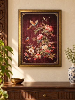 Imperial Garden framed wall art hung in an entryway