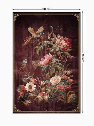 Full pattern layout of the Imperial Garden wall art in burgundy, shown in the 60 x 90 cm size
