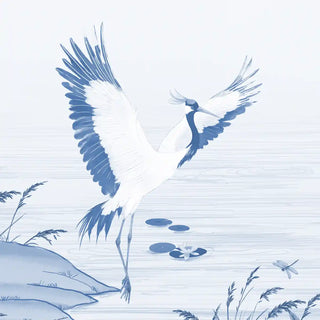 indigo whisper wallpaper closeup of blue and white crane