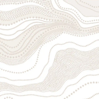 A close-up of the Infinite Flow abstract wallpaper pattern in Ivory Sand, showing dotted wave-like line work.