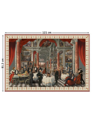 Front product view of Invention Modern Fusion Theme horizontal wall art poster with 121 cm by 81.2 cm dimension overlay.