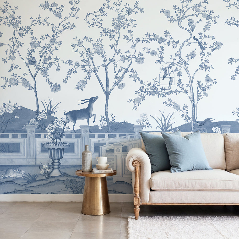 Blue Chinoiserie Theme Wallpaper for Walls | Jade Blossom – Life n Colors