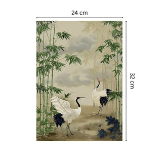 Jiangnan Dream Wall Art with size dimensions, highlighting its tranquil Asian-inspired nature design.