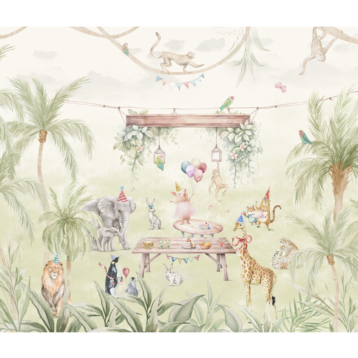 Jungle Celebration Wallpaper Customised for Kids by lifencolors