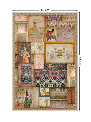 Full pattern layout of the vertical Kahani design with 60 cm by 90 cm dimensions shown.