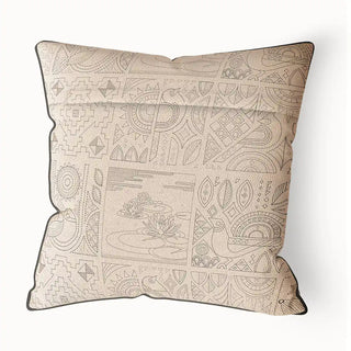 A back view of the "Kantha Pipin" cushion cover, showing its full shape and the detailed patterns from a different angle.