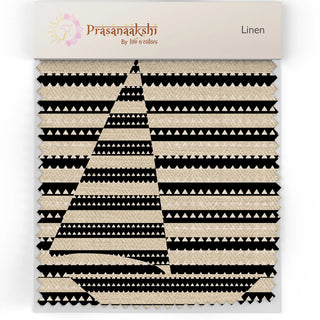 Fabric swatch of Kashti Upholstery Fabric with sharp black and cream horizontal lines.