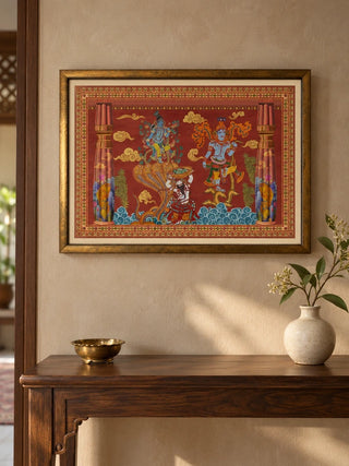 Keshava framed wall art hung in an entryway
