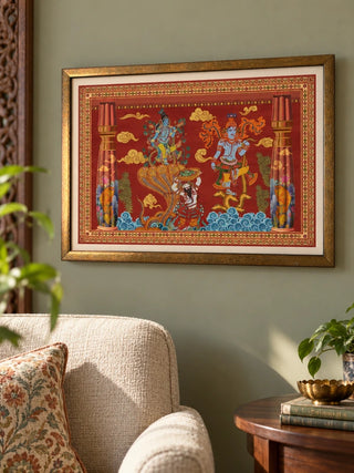 Keshava framed wall art on a living room wall
