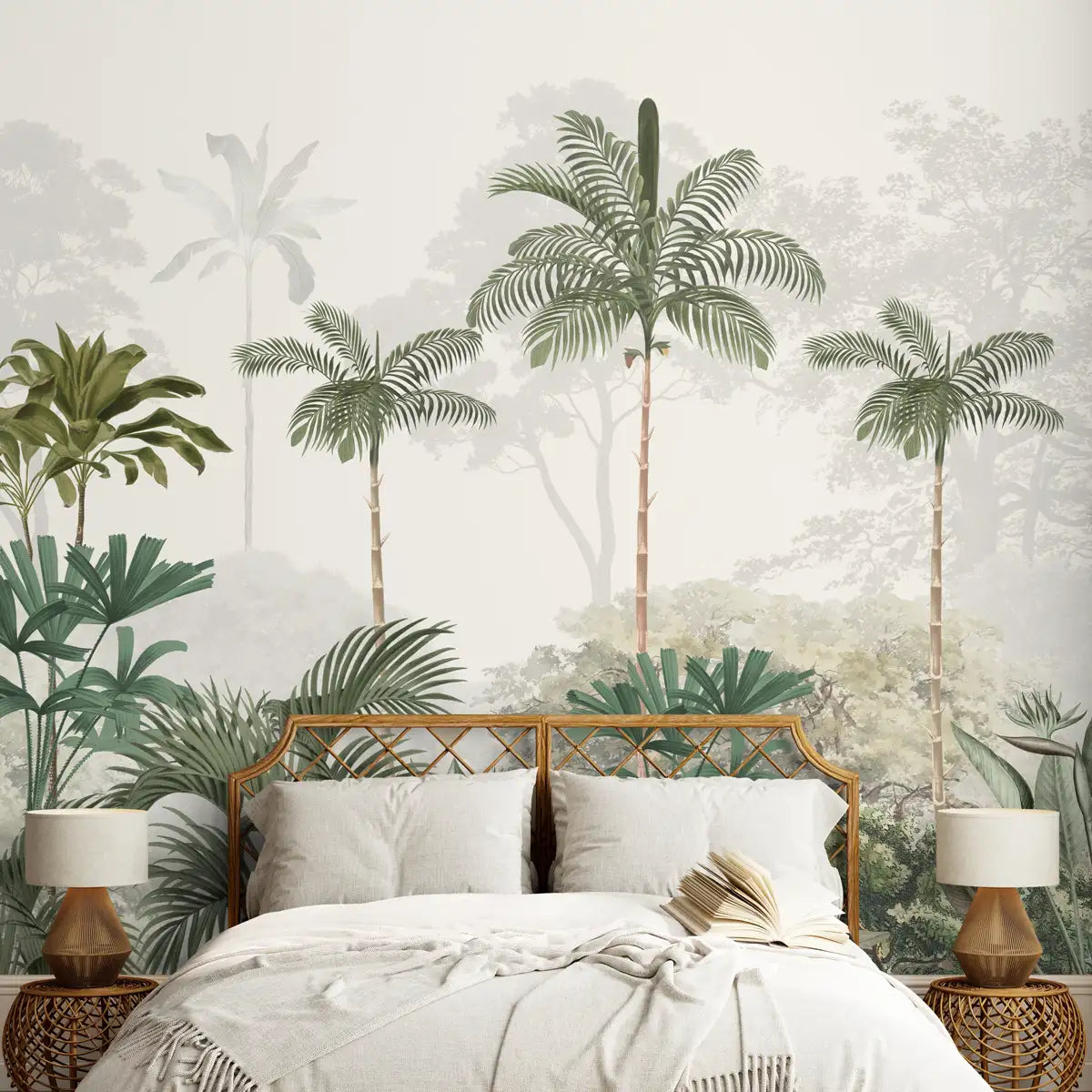 Kovalam Paradise, Palms Wallpaper for Rooms, Green, Customised Bedroom