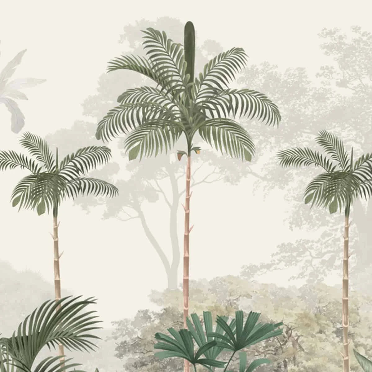 Shop Kovalam Paradise, Palms Wallpaper for Rooms, Green, Customised