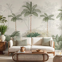 Kovalam Paradise, Palms Wallpaper for Rooms, Green, Customised Living Room 