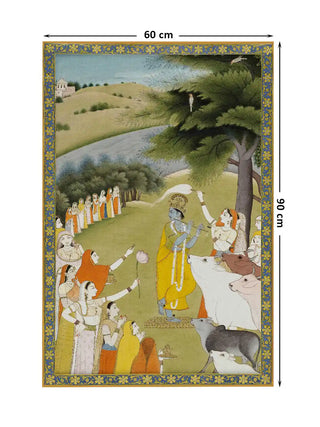 Full pattern layout of the medium 60 cm x 90 cm Krishna with Gopies heritage mural.