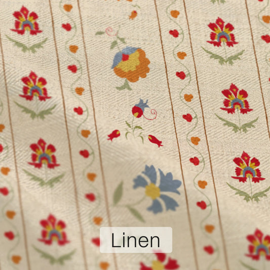 Bela Indian Curtain Fabric Beige, Unstitched