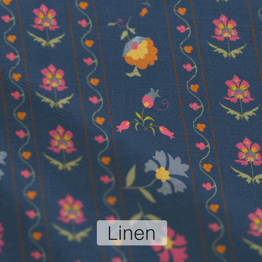 Bela Indian Curtain Fabric Blue