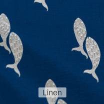 Neer Indian Art Motifs Curtain Fabric Blue Fish, pichwai