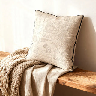 Lifencolors Kantha cushion cover featuring traditional Indian hand-stitched embroidery style