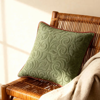 Lifencolors Mughal Bel cushion cover featuring traditional Indian floral vine pattern