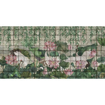 Lotus Garden, Luxury Floral Vintage Tile Wallpaper for Rooms