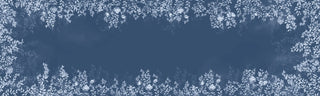 Navy blue background with white floral patterns